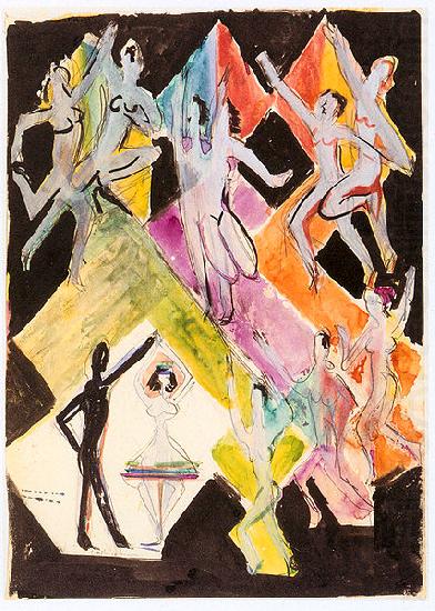 Design for the wall-painting Colourful-dance, Ernst Ludwig Kirchner